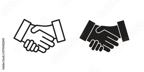 Handshake icon in trendy flat style design. Vector graphic illustration.