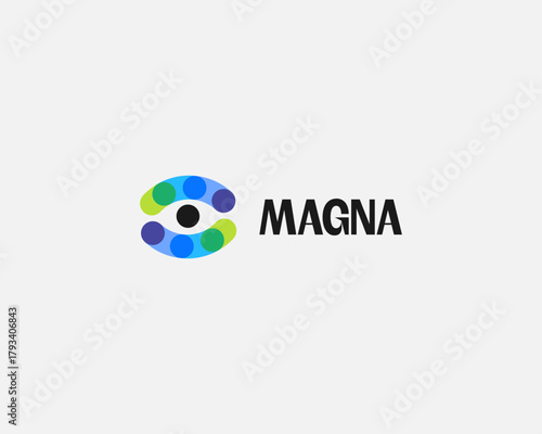 Abstract eye logo from geometric shapes. Creative optics vision vector sign.