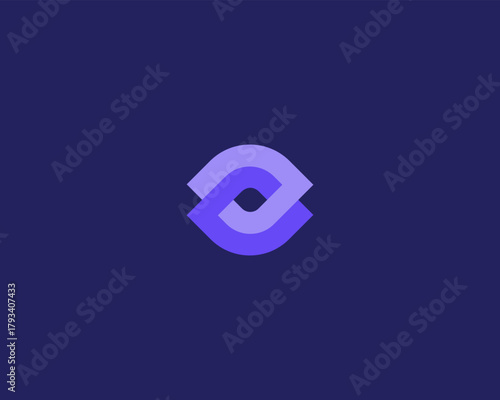 An eye logo from connected shapes. Optics vision creative sign. Camera shutter vector symbol.
