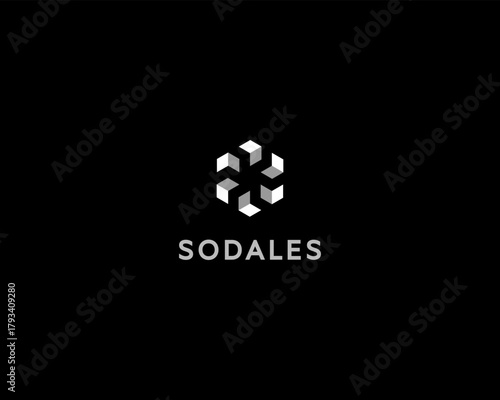 Abstract logo from geometric shapes. Creative flower vortex spinner vector icon.