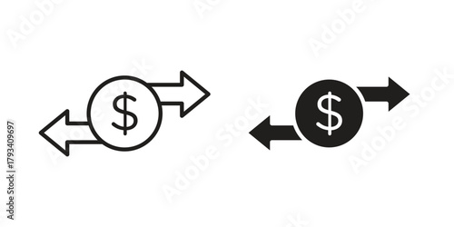 Money transfer icon in trendy flat style design. Vector graphic illustration.