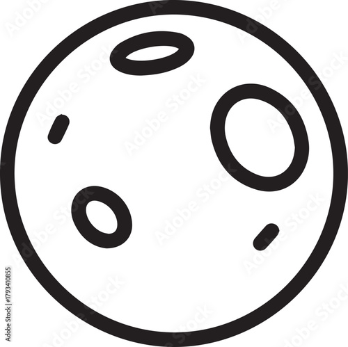 Simple line drawing of a full moon with craters in a minimalist style