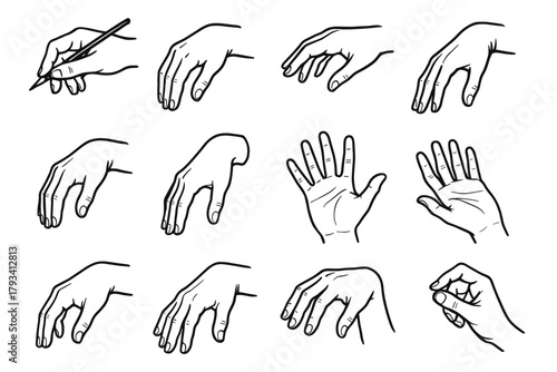 Icons drawing hand vector hold pose open fingers wrist icon artistic gestures