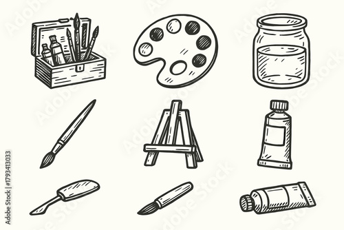Water vector studio small brush icon icons color jar collection paint art