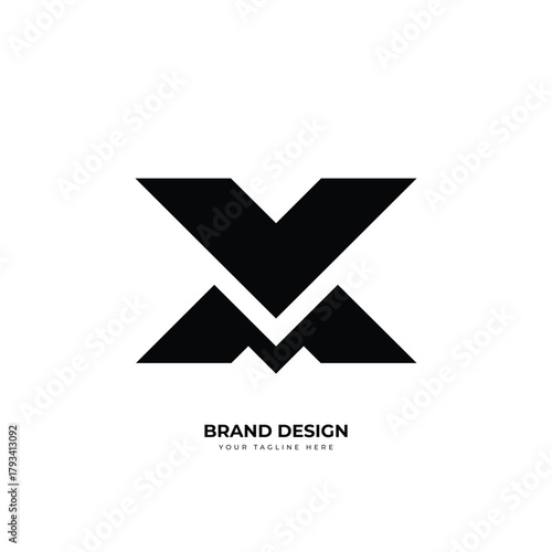 Letter V M X minimal geometric monogram logo