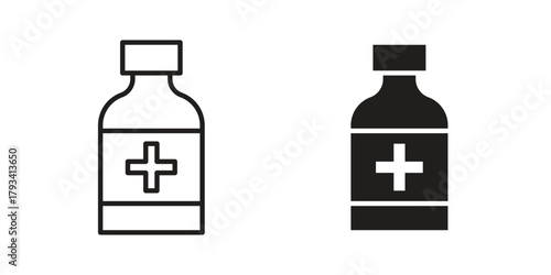 Pill bottle icon in trendy flat style design. Vector graphic illustration.