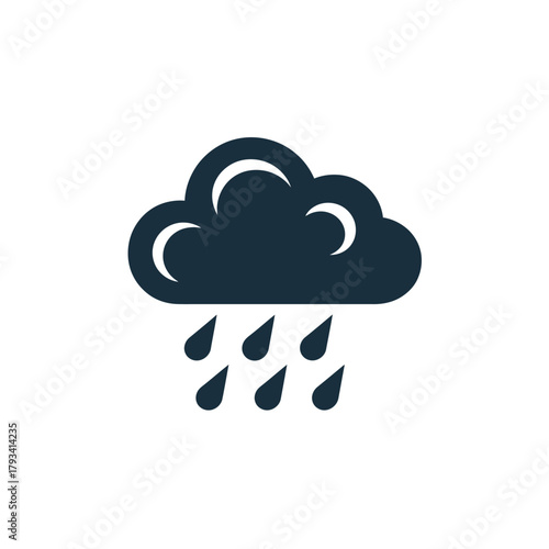 A dark cloud icon depicts rain falling, symbolizing weather or climate.