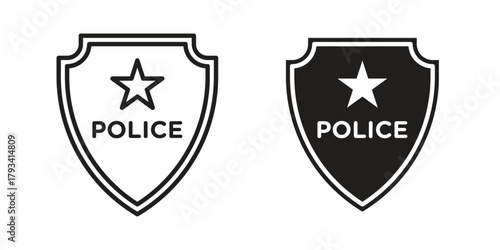 Police badge icon in trendy flat style design. Vector graphic illustration.
