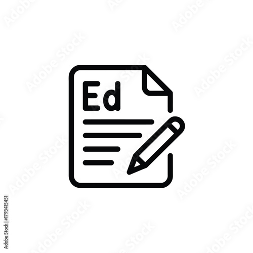 An icon of a document with the letters 'Ed' and a pencil represents education and writing.