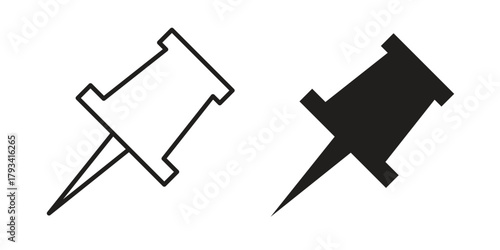 Push pin icon in trendy flat style design. Vector graphic illustration.