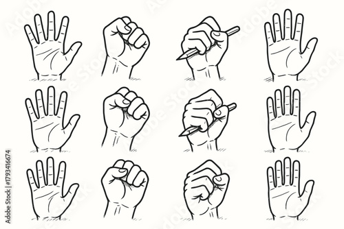 Sketch spread light icon outline modern style hand vector icons gesture pencil