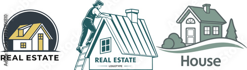 Real Estate House and Home Renovation Logos Set property