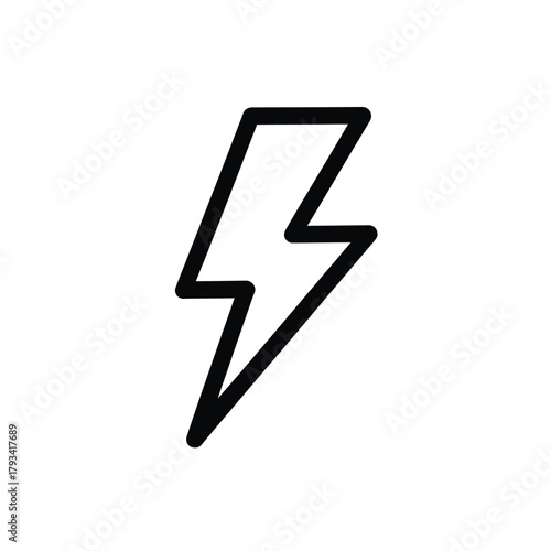 A simple black outline lightning bolt symbol is shown on a white background.