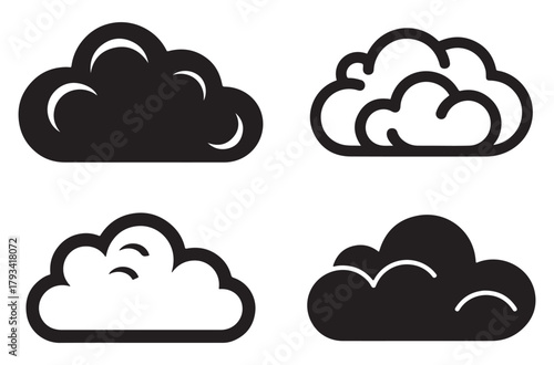 Weather and cloud computing icon set with sun rain and snow symbols in vector design