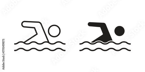 Swimming icon in trendy flat style design. Vector graphic illustration.
