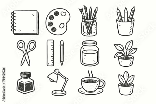 Bottle icon icons tea sketchbook atelier ruler paint potted lamp water home