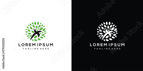 Christian Cross Church logo design vector illustration. cross logo with leaves around it	