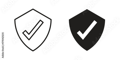Shield check mark icon in trendy flat style design. Vector graphic illustration.