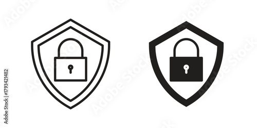 Shield lock icon in trendy flat style design. Vector graphic illustration.