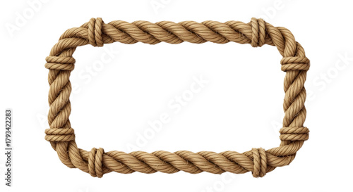 Nautical rope frame border on black background. isolated on transparent background