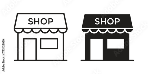Store icon in trendy flat style design. Vector graphic illustration.