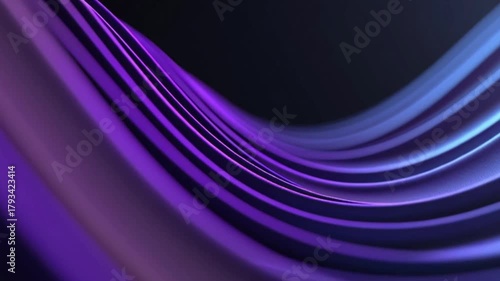 Abstract flowing shapes ripple across a dark background Shades of blue and purple blend in a smooth transition