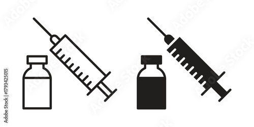 Vaccine vial icon in trendy flat style design. Vector graphic illustration.