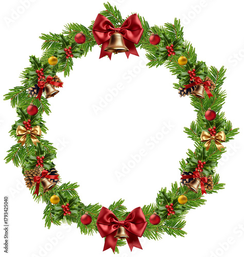 christmas wreath chaplet decoration on clear background