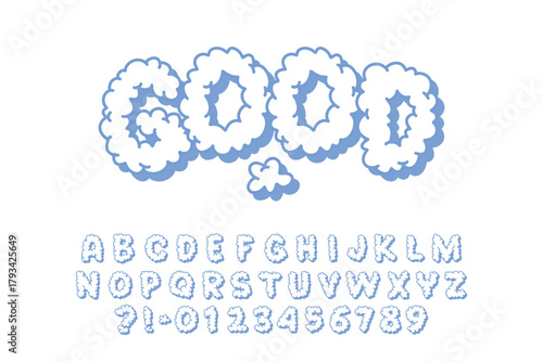 Y2K Cloud Bubble Streetwear Graffiti Font Vector.