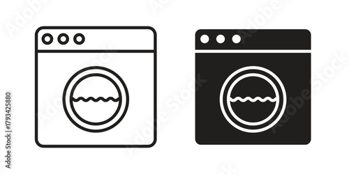Washing machine icon in trendy flat style design. Vector graphic illustration.