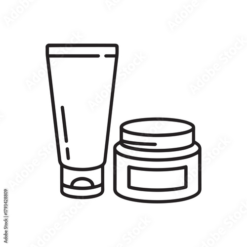 Cosmetic cream tube and jar icon