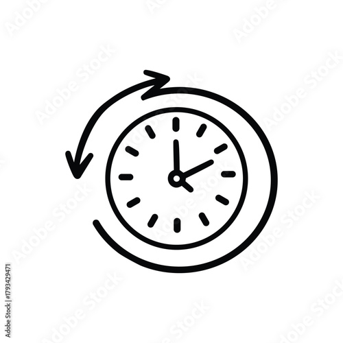 Clock face with circular arrow indicating time passing or rotation