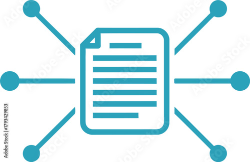 Illustration of document sharing network, file sharing and transfer