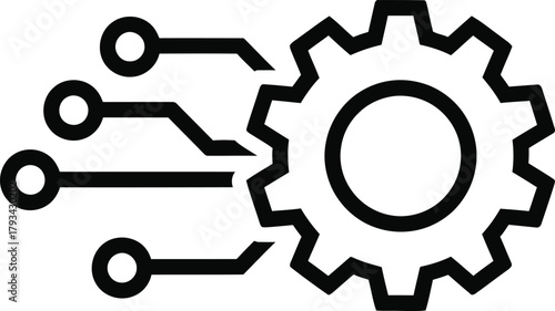 Illustration of gear with electronic circuit represents technology