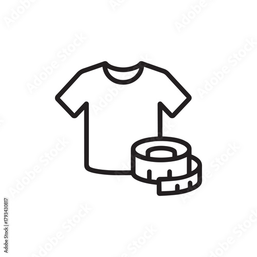 Tshirt and measuring tape icon, representing tailoring, fashion, and custom clothing design services
