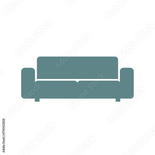 Vector silhouette of a two-seater sofa or couch, symbolizing home furniture, comfort, interior design, relaxation, and domestic life.