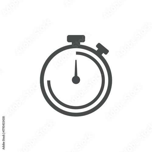 Free Download Vector illustration of a classic stopwatch icon in dark grey, symbolizing speed, time measurement, sports timing, and meeting deadlines. - GFXLoad