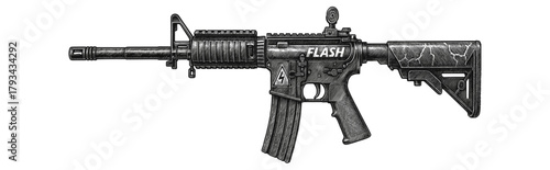 Lightning-Themed Assault Rifle Engraving
