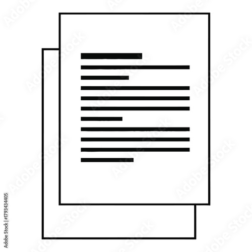 Simple black and white drawing of stacked papers with lines