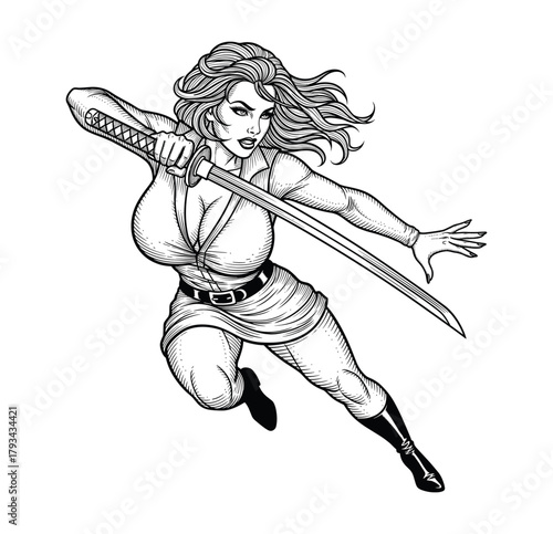 Female Samurai Warrior With Katana