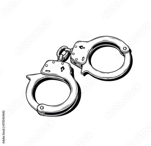 Handcuffs Vintage Engraving
