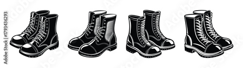 Find your perfect pair of black leather combat boots high top lace up boots for men and women