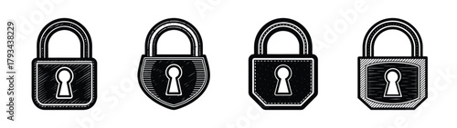 Unlocking security solutions four vintage padlock designs for safety and protection concepts