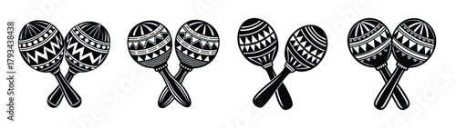 Black and white tribal maracas vector illustration for musical instrument design and decoration