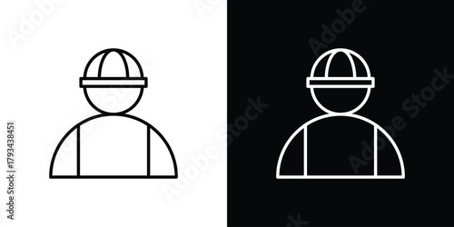 Construction worker icon concept symbol design. logo template EPS