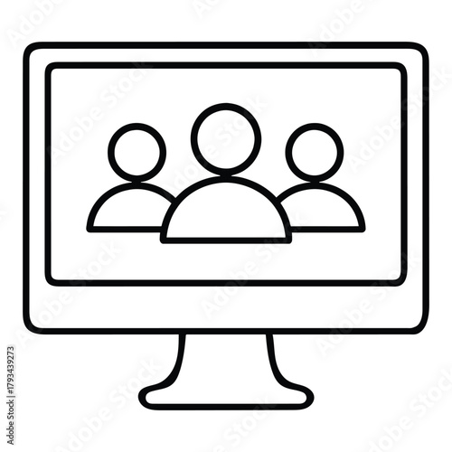 Virtual Classroom Outline Vector Icon for Online Training and Remote Education