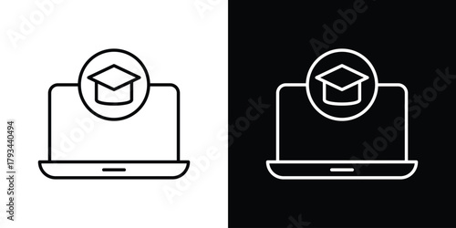 E-learning icon concept symbol design. logo template EPS