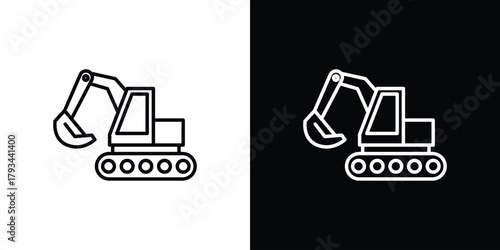 Excavator icon concept symbol design. logo template EPS