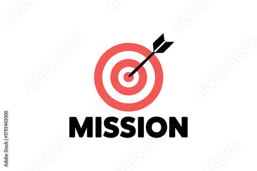 An arrow hits the bullseye of a red and white target, representing a mission.