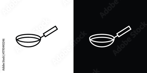 Frying pan icon concept symbol design. logo template EPS